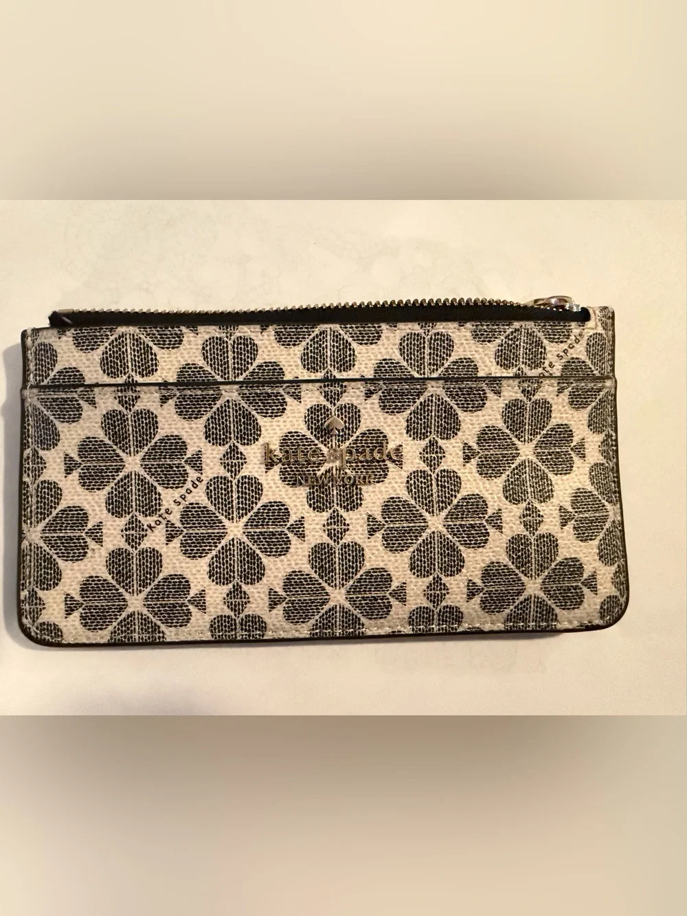 kate spade Black & Cream Floral Zip Card Pouch
